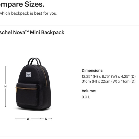 Herschel Supply Company black Mini Nova 9L backpack main image 10